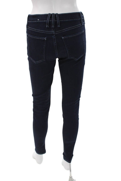McGuire Womens Skinny Jeggings Dark Blue Mid Rise Button Size 27