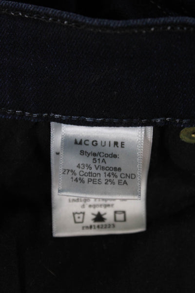 McGuire Womens Skinny Jeggings Dark Blue Mid Rise Button Size 27