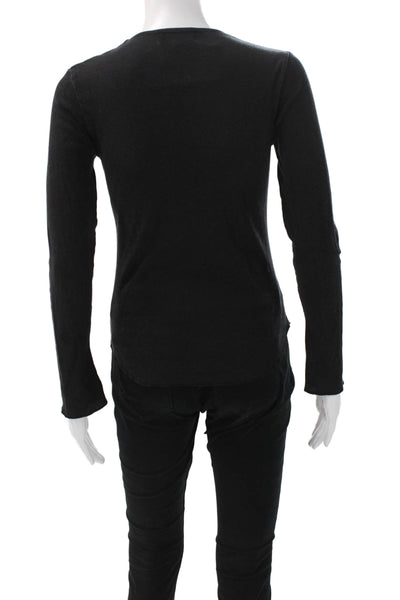 Joseph Womens Basic Jersey T-Shirt V-Neck Long Sleeve Black Size 2