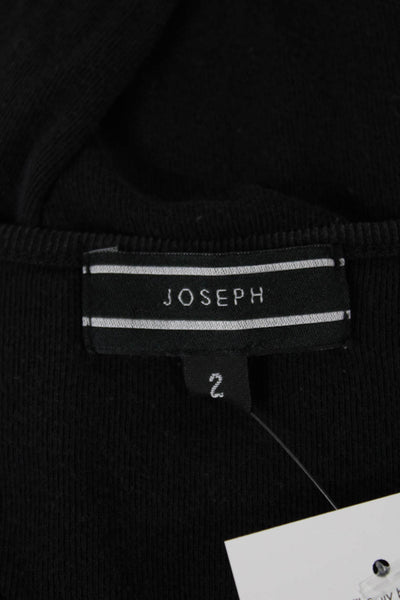Joseph Womens Basic Jersey T-Shirt V-Neck Long Sleeve Black Size 2