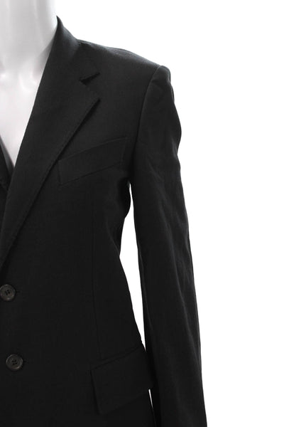 Balenciaga Women Black Overcoat Polyester Blend Button Size 40