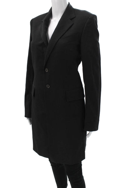 Balenciaga Women Black Overcoat Polyester Blend Button Size 40