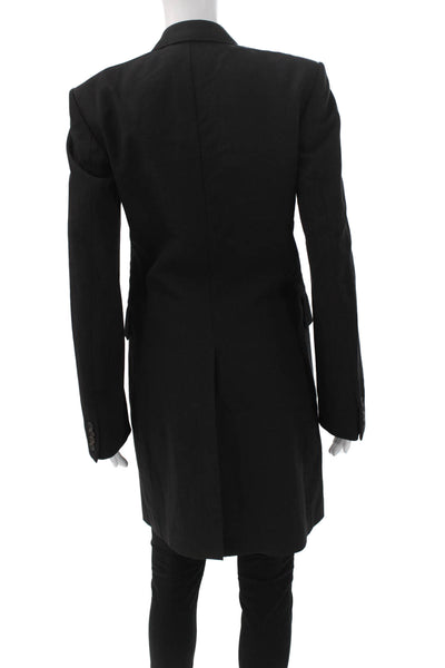 Balenciaga Women Black Overcoat Polyester Blend Button Size 40