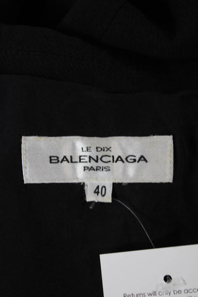 Balenciaga Women Black Overcoat Polyester Blend Button Size 40