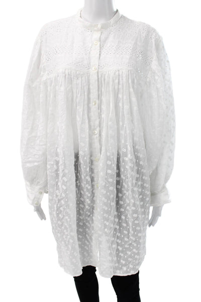 Isabel Marant Etoile Women Button-Up Tunic White Polka Dot Longsleeve Size 36
