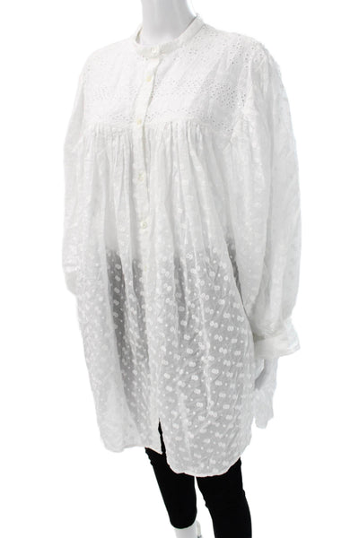 Isabel Marant Etoile Women Button-Up Tunic White Polka Dot Longsleeve Size 36
