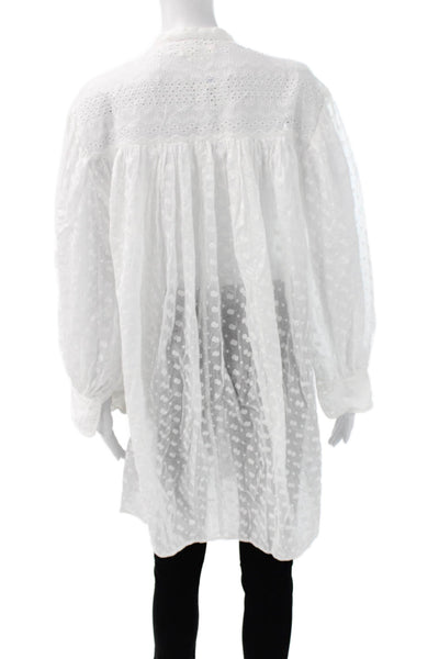 Isabel Marant Etoile Women Button-Up Tunic White Polka Dot Longsleeve Size 36