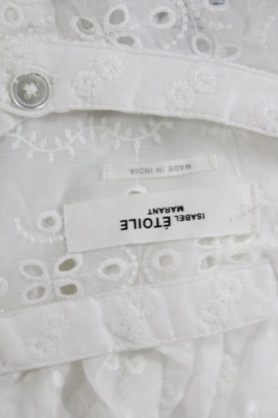 Isabel Marant Etoile Women Button-Up Tunic White Polka Dot Longsleeve Size 36