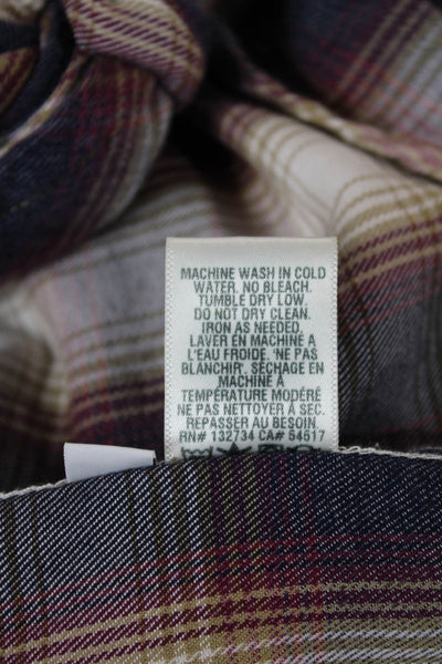 Bella Dahl Women Cropped Beige Plaid Button Up Long Sleeve Tencel Size S