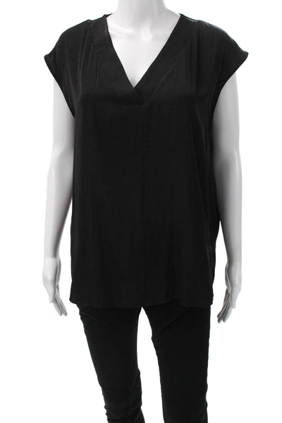Lola & Sophie Women V-Neck Sleeveless Basic Blouse Black Size S