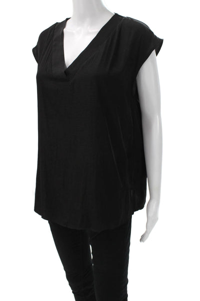 Lola & Sophie Women V-Neck Sleeveless Basic Blouse Black Size S