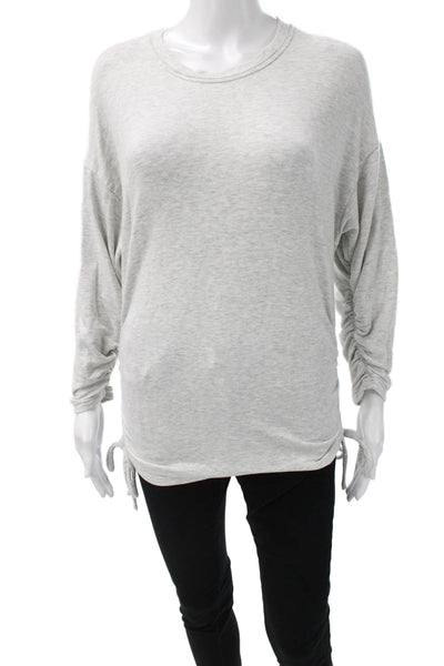 Athleta Womens Gray Tunic T Shirt Long Sleeve Crew Neck Drawstring Size XS