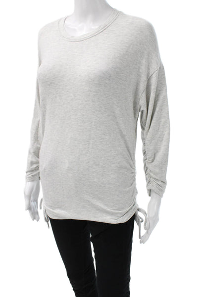 Athleta Womens Gray Tunic T Shirt Long Sleeve Crew Neck Drawstring Size XS