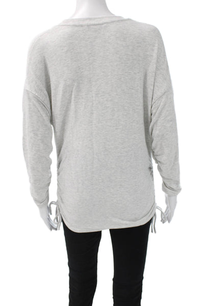 Athleta Womens Gray Tunic T Shirt Long Sleeve Crew Neck Drawstring Size XS