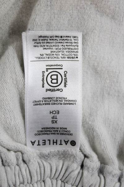Athleta Womens Gray Tunic T Shirt Long Sleeve Crew Neck Drawstring Size XS