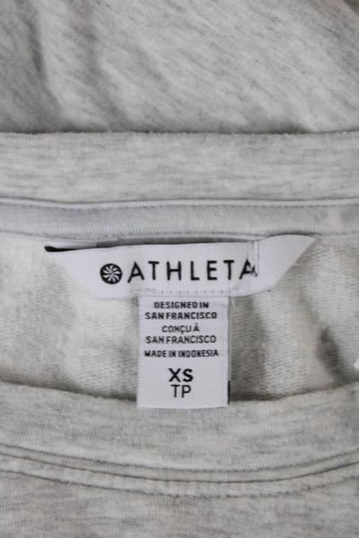 Athleta Womens Gray Tunic T Shirt Long Sleeve Crew Neck Drawstring Size XS