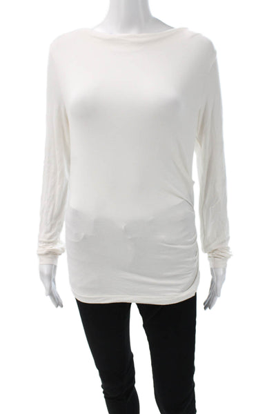 Athleta Women Basic White Modal Blend T-Shirt Long Sleeve Size XS