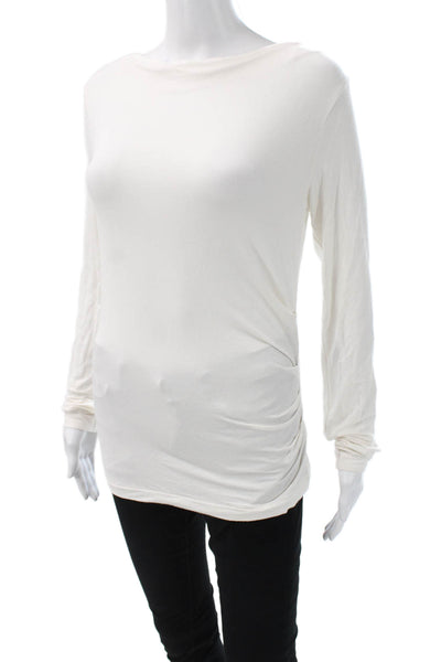 Athleta Women Basic White Modal Blend T-Shirt Long Sleeve Size XS