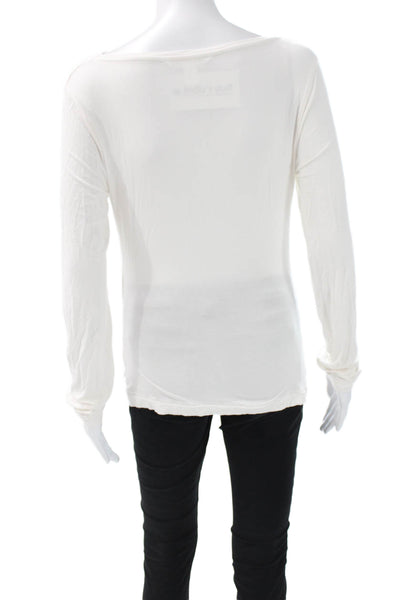 Athleta Women Basic White Modal Blend T-Shirt Long Sleeve Size XS