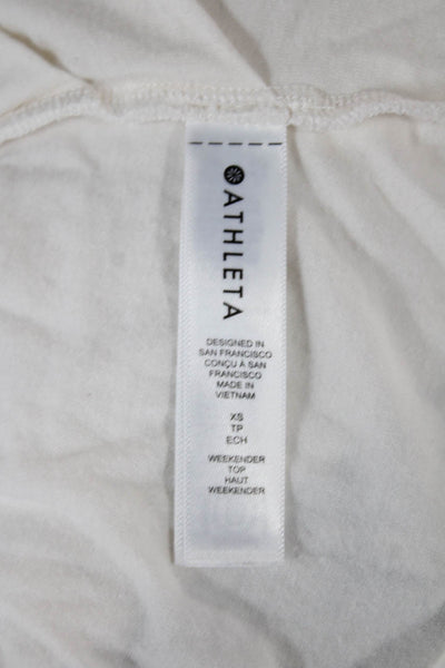 Athleta Women Basic White Modal Blend T-Shirt Long Sleeve Size XS