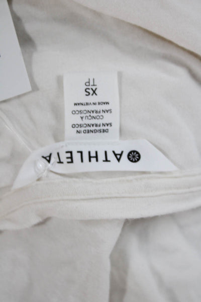 Athleta Women Basic White Modal Blend T-Shirt Long Sleeve Size XS
