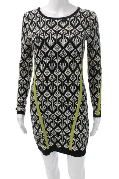 Nicole Miller Womens Black Aztec Sweater Dress Long Sleeve Size P2XL