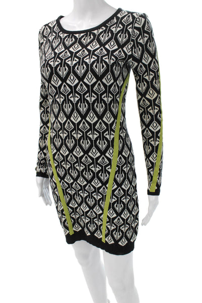 Nicole Miller Womens Black Aztec Sweater Dress Long Sleeve Size P2XL