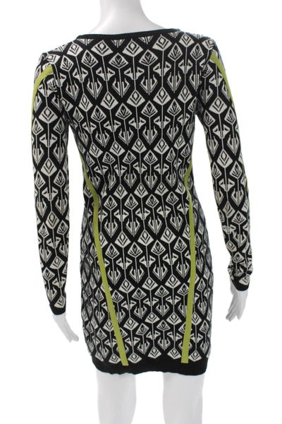 Nicole Miller Womens Black Aztec Sweater Dress Long Sleeve Size P2XL
