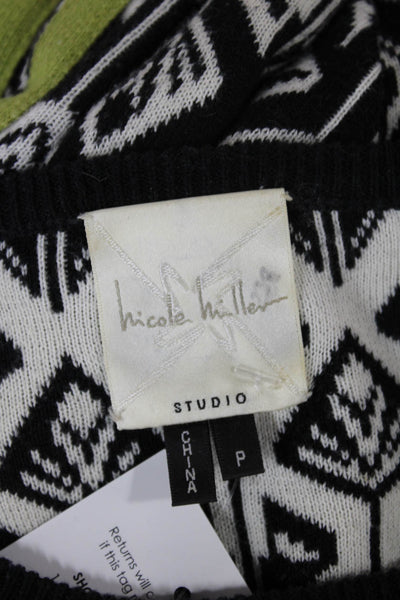 Nicole Miller Womens Black Aztec Sweater Dress Long Sleeve Size P2XL