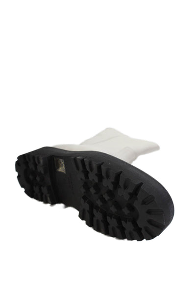 Aquatalia Womens Leather Zip Up Sada Ankle Boots Off White Size 9.5 Medium