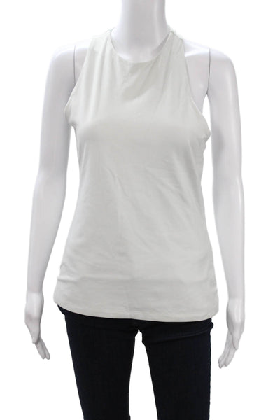 Susana Monaco Womens White High Neck Sleeveless Basic Tank Size L