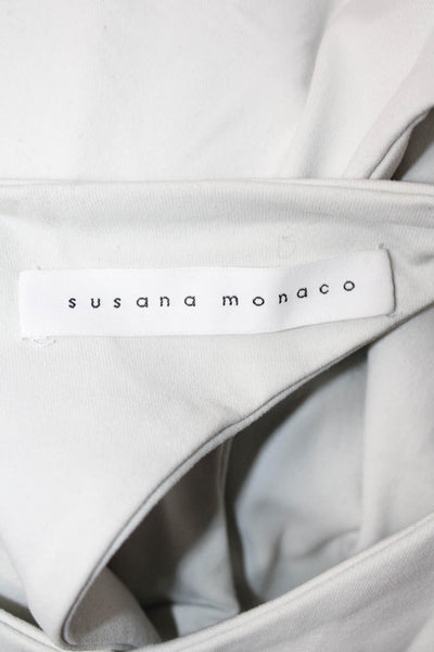 Susana Monaco Womens White High Neck Sleeveless Basic Tank Size L