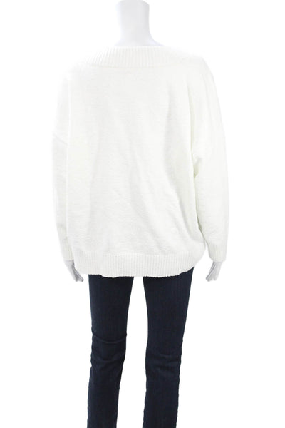 Eberjey Unisex White V-Neck Pullover Sweater Long Sleeve Size M