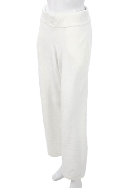 Eberjey Women White Sweatpants 100% Recycled Polyester Size M