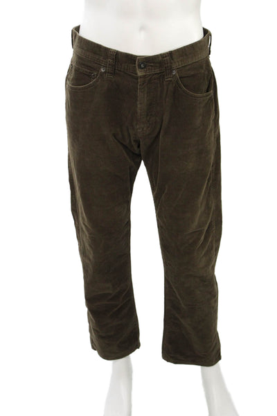 Kirkland Signature Men Brown Solid Cotton Stretch Button Pants Size 32