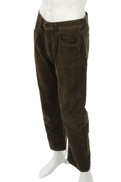 Kirkland Signature Men Brown Solid Cotton Stretch Button Pants Size 32