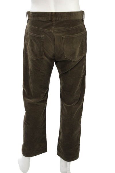 Kirkland Signature Men Brown Solid Cotton Stretch Button Pants Size 32