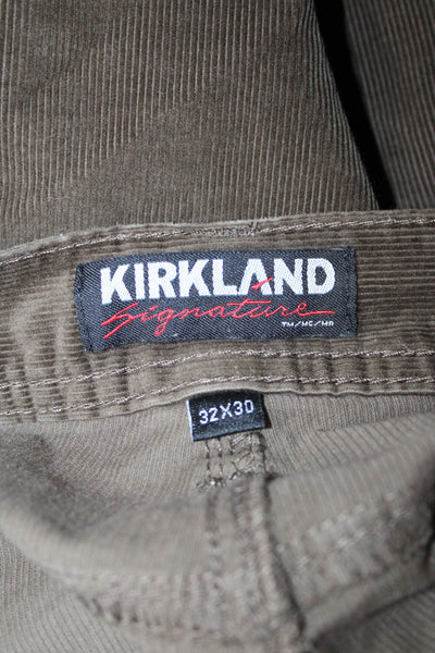 Kirkland Signature Men Brown Solid Cotton Stretch Button Pants Size 32