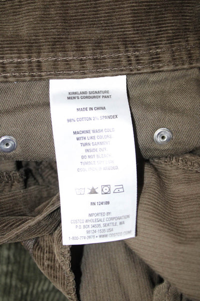 Kirkland Signature Men Brown Solid Cotton Stretch Button Pants Size 32