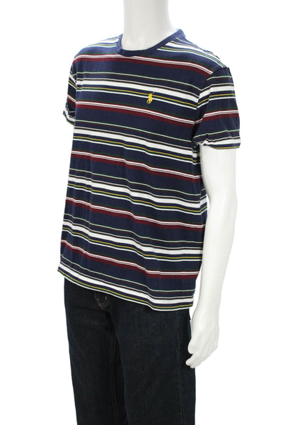 Polo Ralph Lauren Mens Dark Blue Striped Cotton Crew Neck T-Shirt Size M