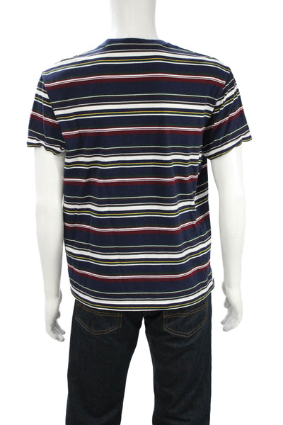 Polo Ralph Lauren Mens Dark Blue Striped Cotton Crew Neck T-Shirt Size M