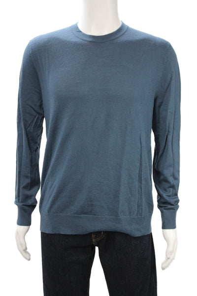 Banana Republic Mens Merino Wool Crewneck Pullover Sweater Blue Size M