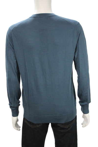 Banana Republic Mens Merino Wool Crewneck Pullover Sweater Blue Size M