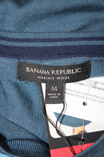 Banana Republic Mens Merino Wool Crewneck Pullover Sweater Blue Size M
