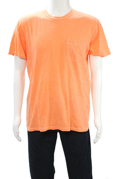Vineyard Vines Mens Orange Solid Cotton Short Sleeve T-Shirt Beach Size M