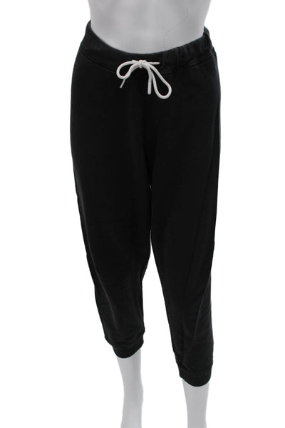 Leallo Unisex Jogger Sweatpants Black 100% Cotton Drawstring Size L