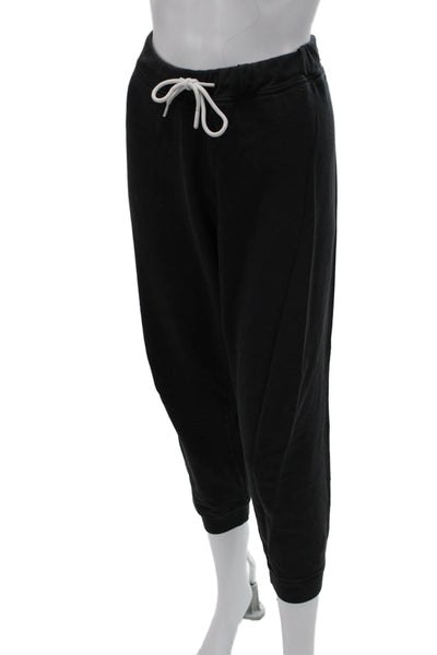 Leallo Unisex Jogger Sweatpants Black 100% Cotton Drawstring Size L