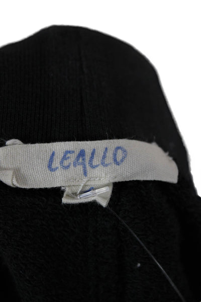 Leallo Unisex Jogger Sweatpants Black 100% Cotton Drawstring Size L