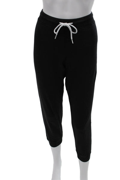 Leallo Unisex Jogger Sweatpants Black Drawstring 100% Cotton Size M