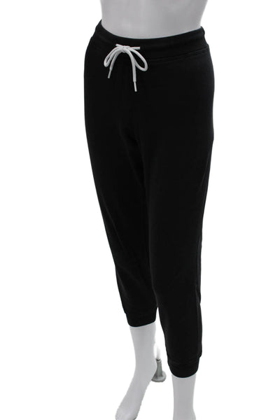 Leallo Unisex Jogger Sweatpants Black Drawstring 100% Cotton Size M